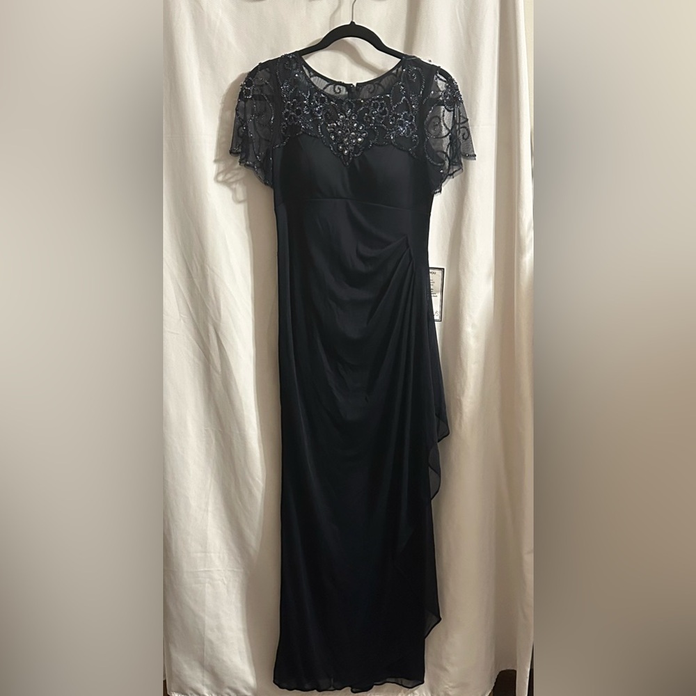 Xscape Black Beaded Capelet Gown
